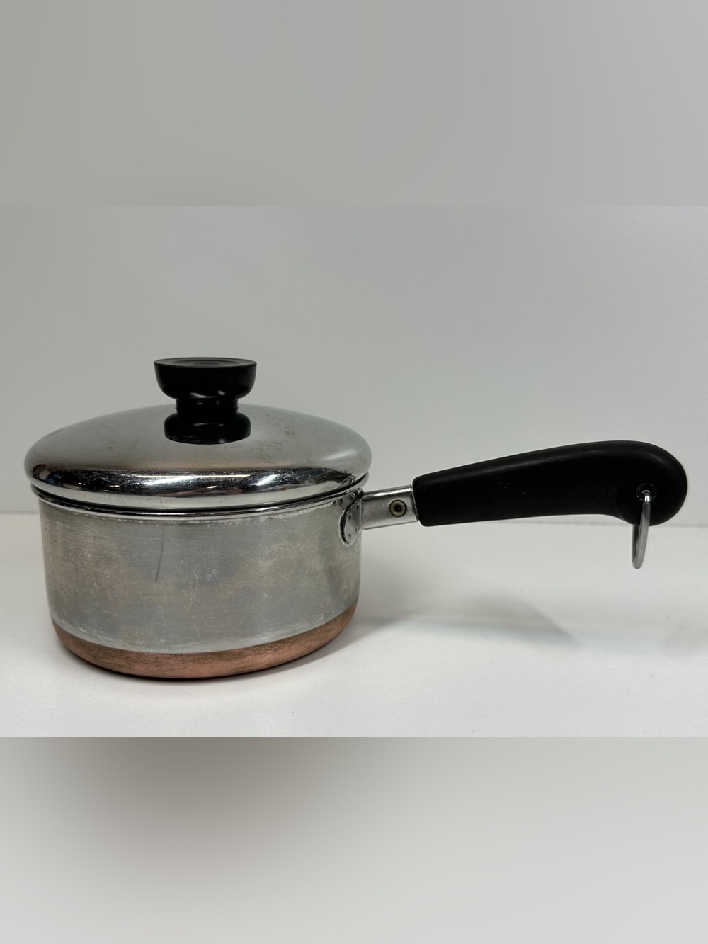 Vintage 1801 Revere Ware 1 Qt Copper Bottom Saucepan/Pot w/ Lid Clinton USA